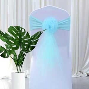 Pack of 10 Flowers Organza Stretch Chair Sashes for Romantic Wedding Holiday Par